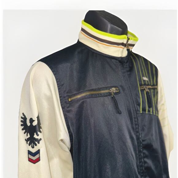 Vintage Y2K Caffeine Track Jacket Mens Medium Navy White Zip Raven Motorcycle - Picture 2 of 9